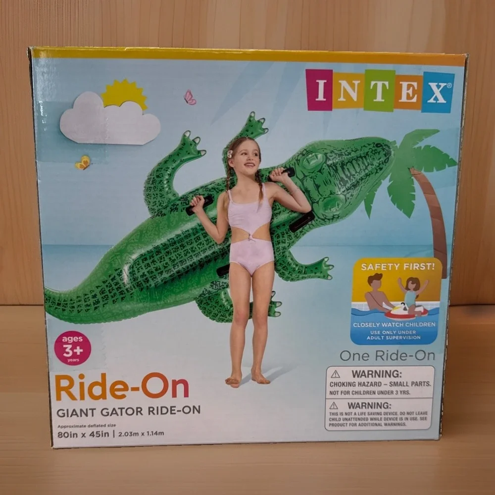 New Intex 58562EP 80 in. L X 45 in. W Giant Gator Ride-On Pool Inflatable